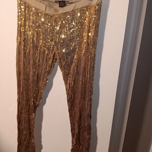 Say What? Gold Sequin Trousers
